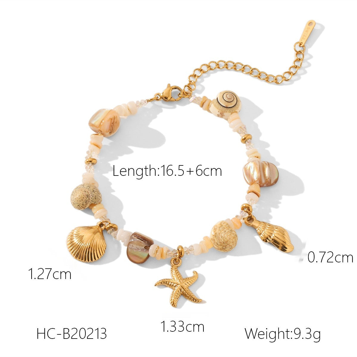 Stainless Steel Conch & Starfish Shell Bracelet for Women – Elegant Beach Jewelry