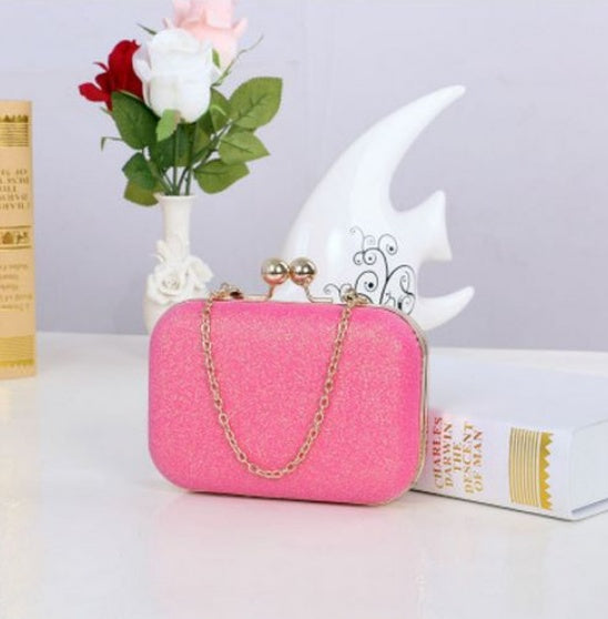 Gold Chain Evening Clutch for Women – Luxury Box Party Shoulder Bag