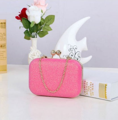 Gold Chain Evening Clutch for Women – Luxury Box Party Shoulder Bag