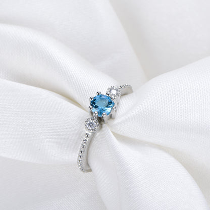 Ocean Blue Rhinestone Ring for Women – Gold & Silver Wedding Engagement Jewelry