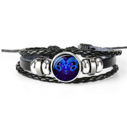 12 Zodiac Constellation Luminous Braided Bracelet – Unisex Jewelry for Men, Women & Kids