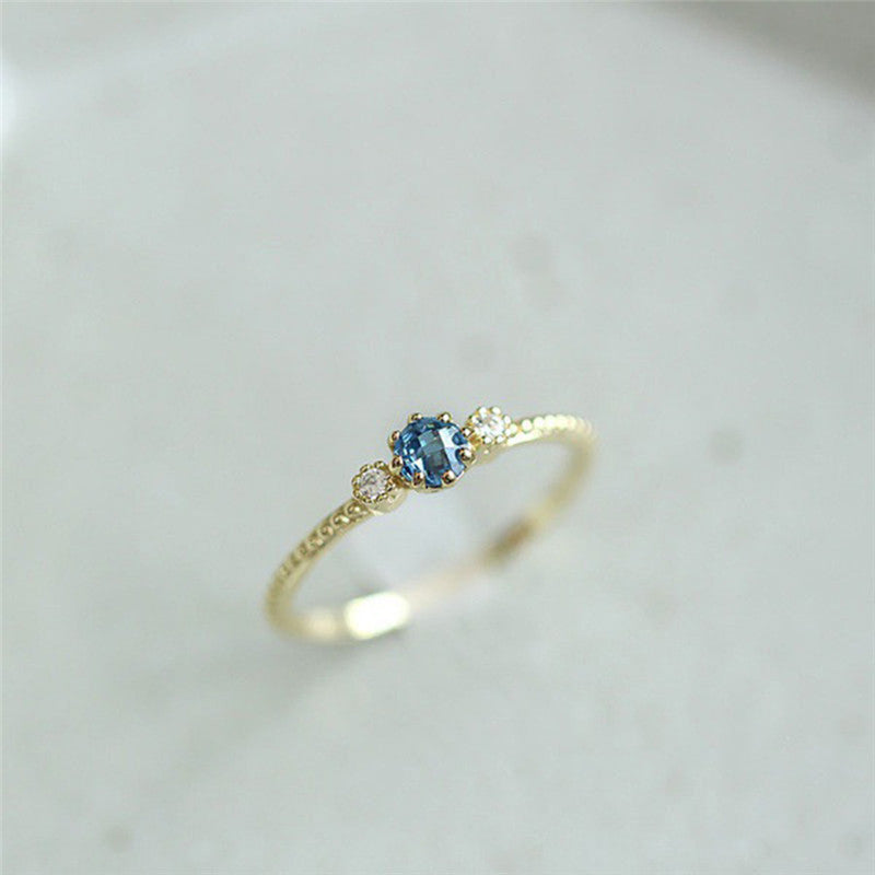 Ocean Blue Rhinestone Ring for Women – Gold & Silver Wedding Engagement Jewelry