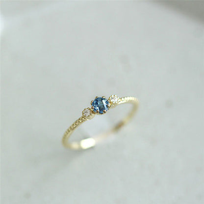 Ocean Blue Rhinestone Ring for Women – Gold & Silver Wedding Engagement Jewelry