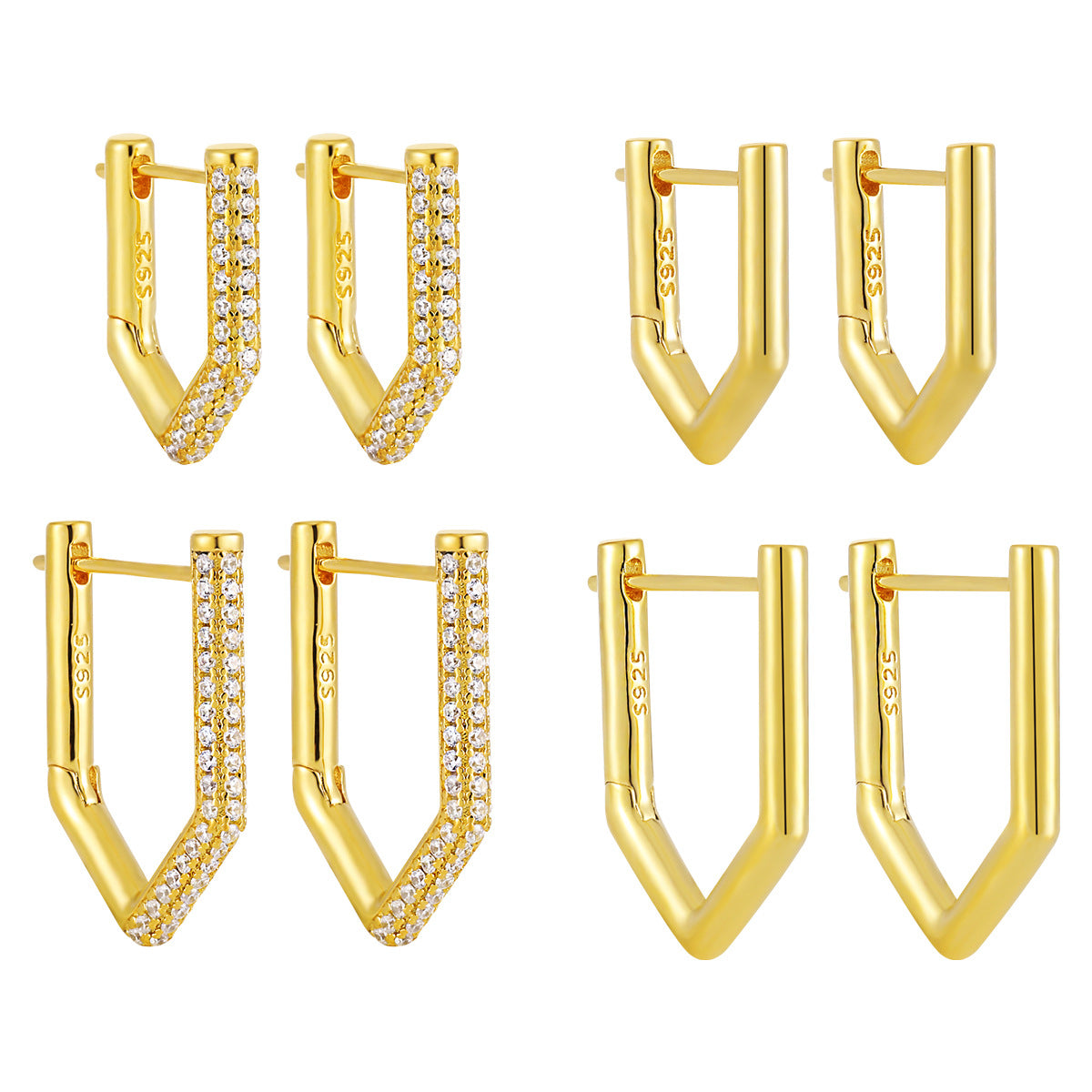 Geometric Single Rhinestone Earring for Women – Modern Minimalist