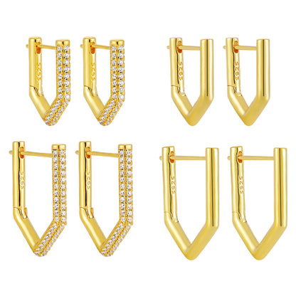 Geometric Single Rhinestone Earring for Women – Modern Minimalist