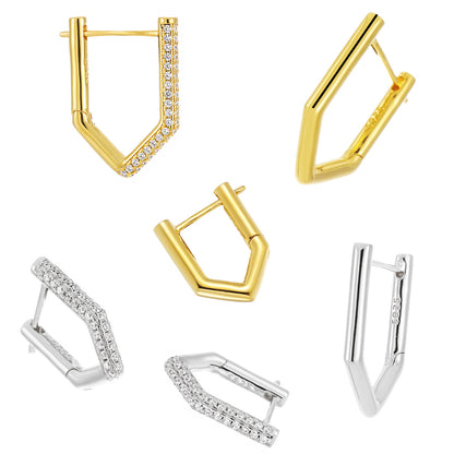 Geometric Single Rhinestone Earring for Women – Modern Minimalist