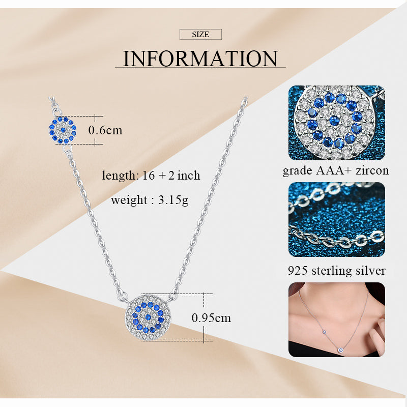 925 Sterling Silver Blue Eye Clavicle Chain Necklace – Stylish Protection Charm