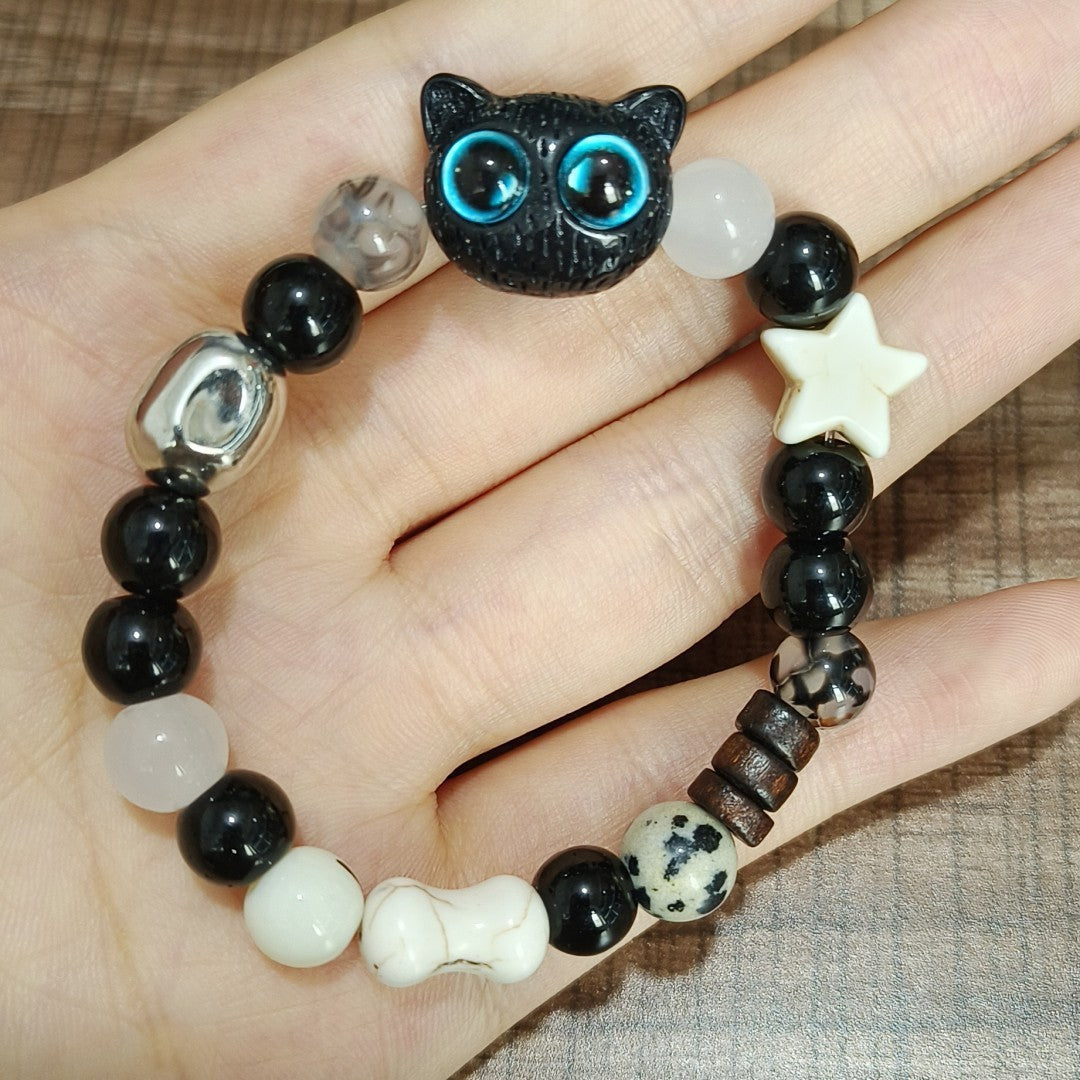 Cute Cat-Themed Beaded Bracelet for Women – Unique Animal Lover Jewelry
