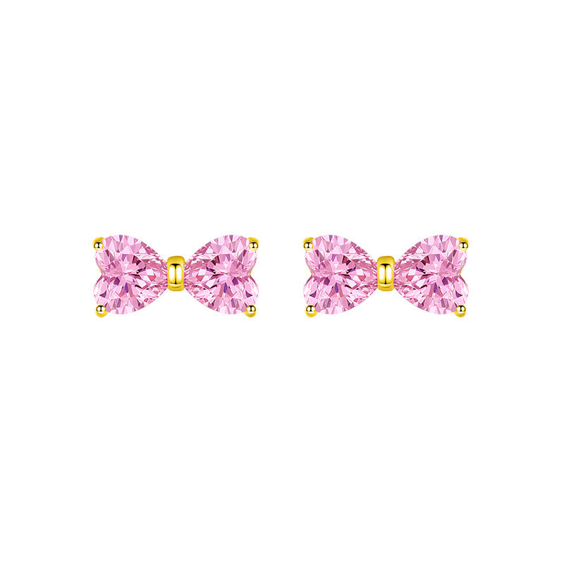 Bow Zircon Stud Earrings for Women – Elegant Minimalist
