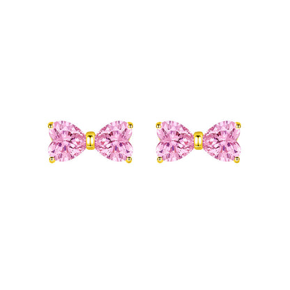 Bow Zircon Stud Earrings for Women – Elegant Minimalist