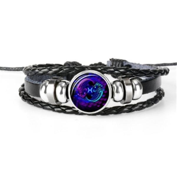 12 Zodiac Constellation Luminous Braided Bracelet – Unisex Jewelry for Men, Women & Kids