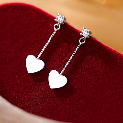 925 Sterling Silver Loving Heart Stud Earrings for Women – Minimalist Jewelry