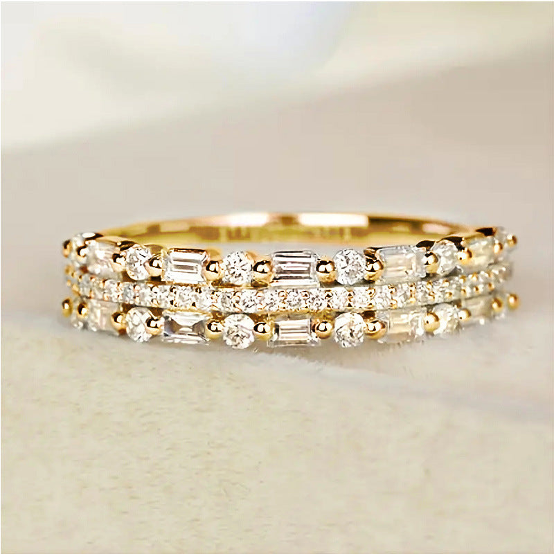 Multilayer Full Finger Ring – Three‑Layer Fine Circle Line Jewelry for Women