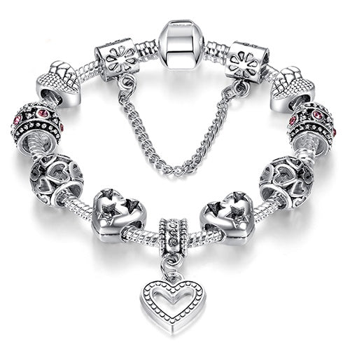 Unique 925 Sterling Silver Crystal Charm Bracelet for Women – DIY Bead-Friendly Jewelry Gift