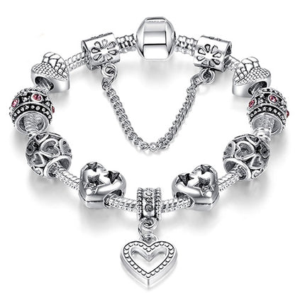 Unique 925 Sterling Silver Crystal Charm Bracelet for Women – DIY Bead-Friendly Jewelry Gift