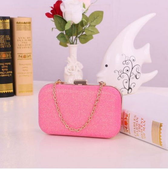 Gold Chain Evening Clutch for Women – Luxury Box Party Shoulder Bag