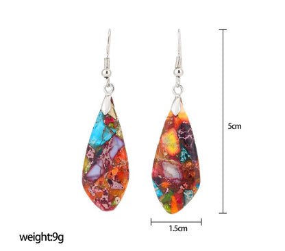 Colorful Geometric Water Drop Stone Earrings for Women – Minimalist Jewelry