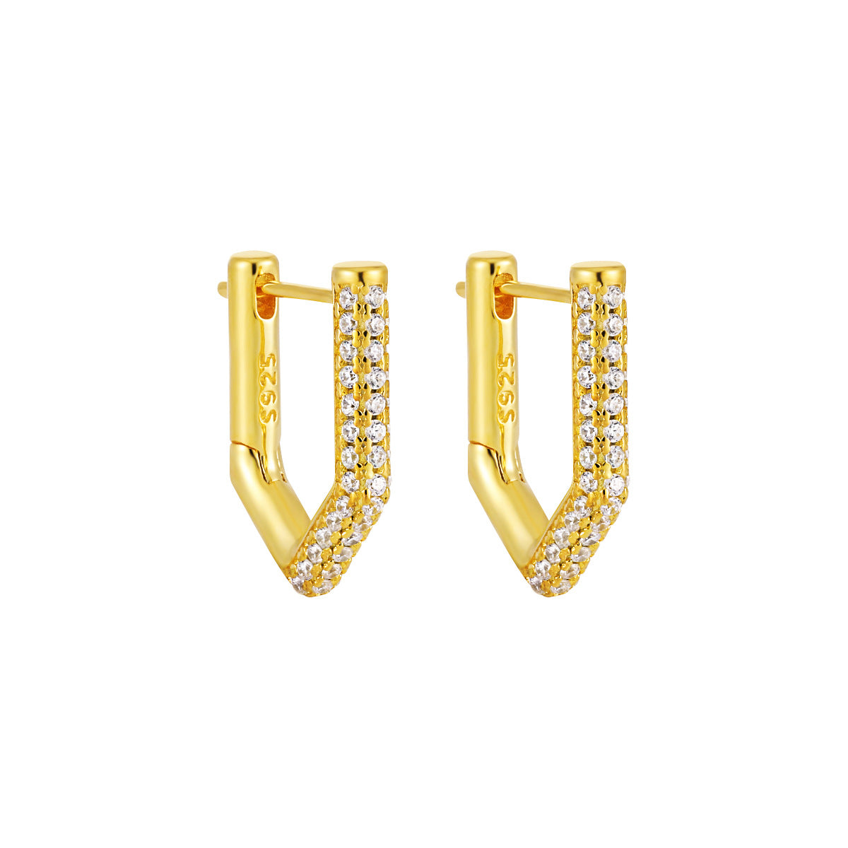 Geometric Single Rhinestone Earring for Women – Modern Minimalist