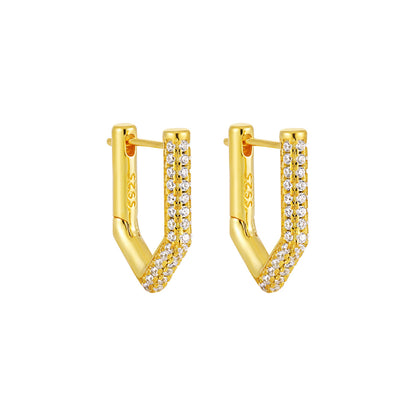 Geometric Single Rhinestone Earring for Women – Modern Minimalist