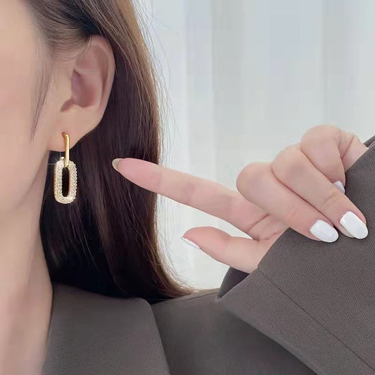 S925 Sterling Silver Oval Diamond Stud Earrings for Women – Elegant Jewelry