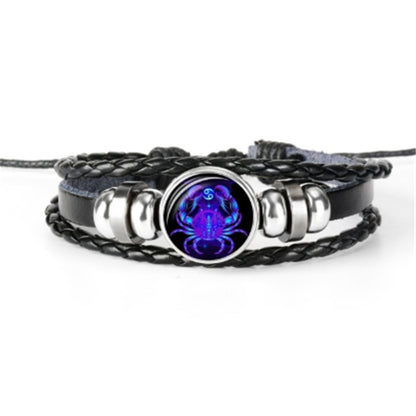 12 Zodiac Constellation Luminous Braided Bracelet – Unisex Jewelry for Men, Women & Kids