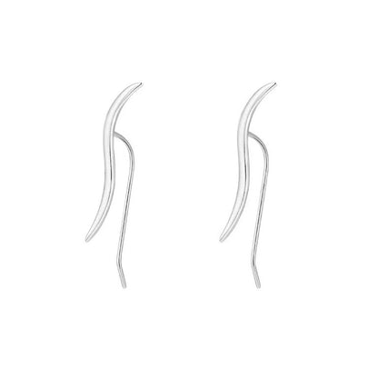S925 Sterling Silver Streamer Stud Earrings for Women – Minimalist Jewelry