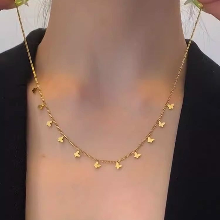 Multiple Small Butterfly Necklace for Women – Dainty Layered Pendant Jewelry