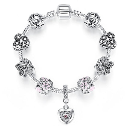 Unique 925 Sterling Silver Crystal Charm Bracelet for Women – DIY Bead-Friendly Jewelry Gift