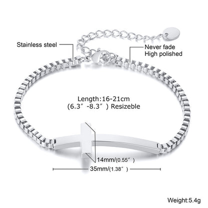 Cross Box Chain Bracelet for Women – Stainless Steel Finish Jewelry