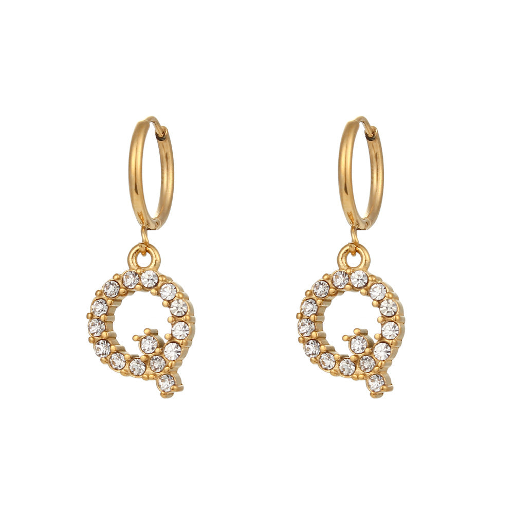 18K Gold Plated Zircon Letter Earrings for Women – Minimalist Initial Jewelry