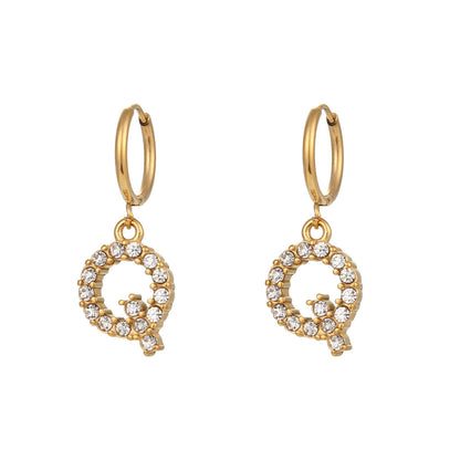 18K Gold Plated Zircon Letter Earrings for Women – Minimalist Initial Jewelry