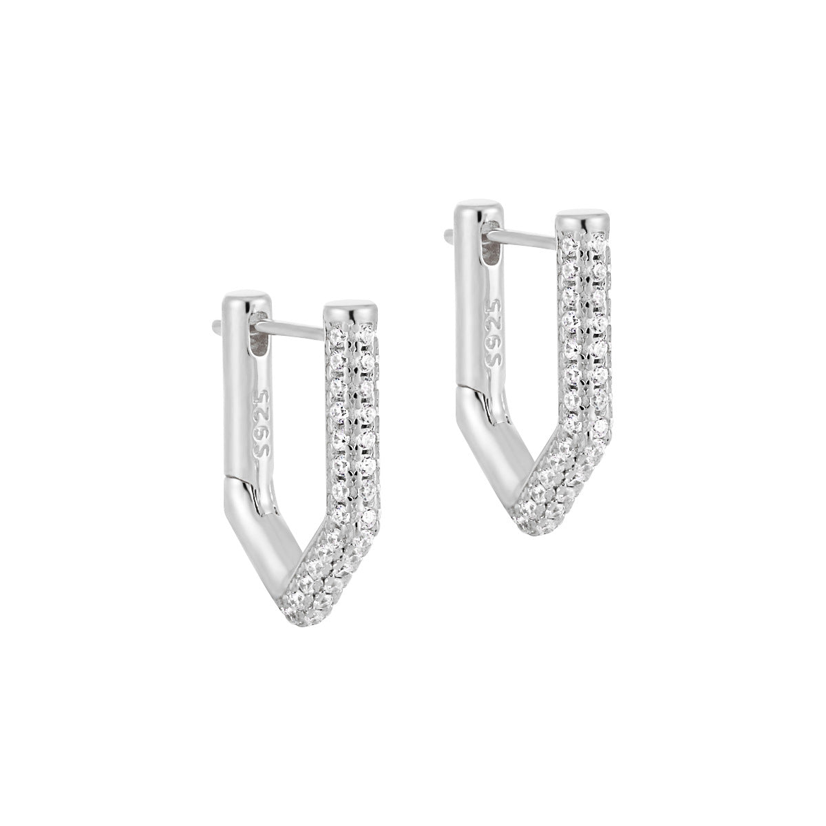 Geometric Single Rhinestone Earring for Women – Modern Minimalist
