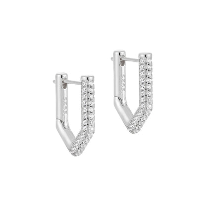 Geometric Single Rhinestone Earring for Women – Modern Minimalist