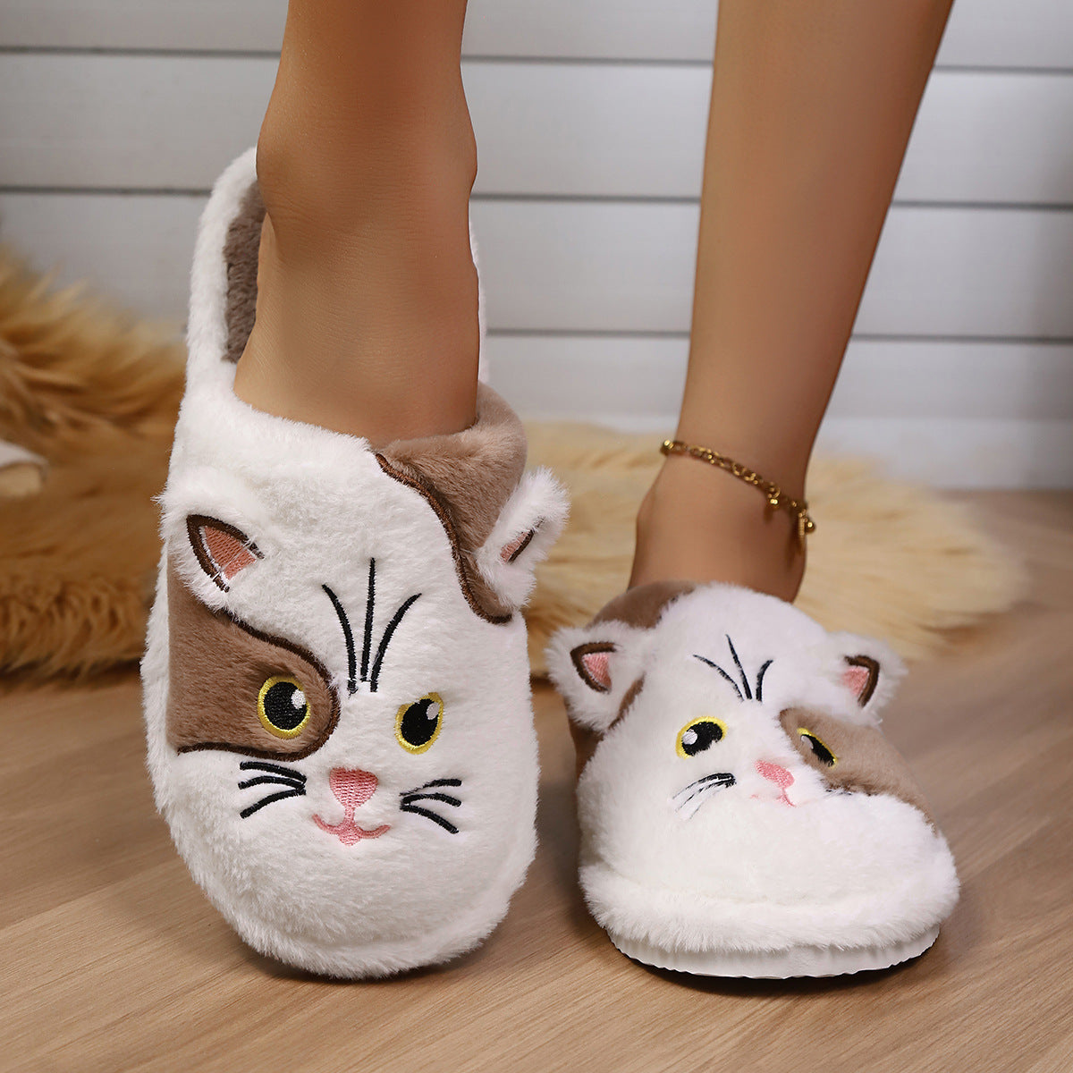 Women's Cotton Slippers Minimalist Design Winter Cartoon Pattern