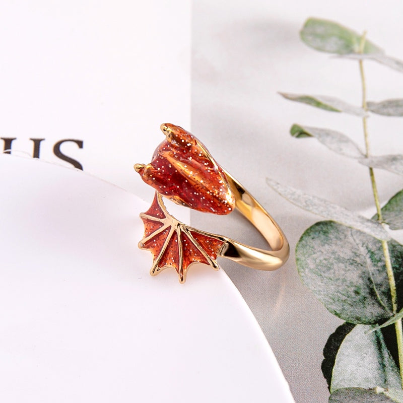 Boho Dragon Wing Ring – Adjustable Blue, Green, Pink & Red Jewelry for Women