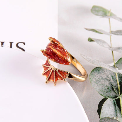 Boho Dragon Wing Ring – Adjustable Blue, Green, Pink & Red Jewelry for Women