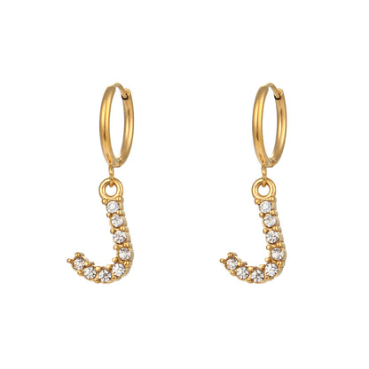 18K Gold Plated Zircon Letter Earrings for Women – Minimalist Initial Jewelry