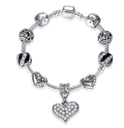 Unique 925 Sterling Silver Crystal Charm Bracelet for Women – DIY Bead-Friendly Jewelry Gift
