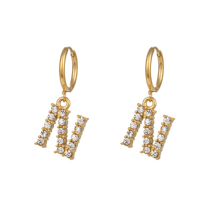 18K Gold Plated Zircon Letter Earrings for Women – Minimalist Initial Jewelry