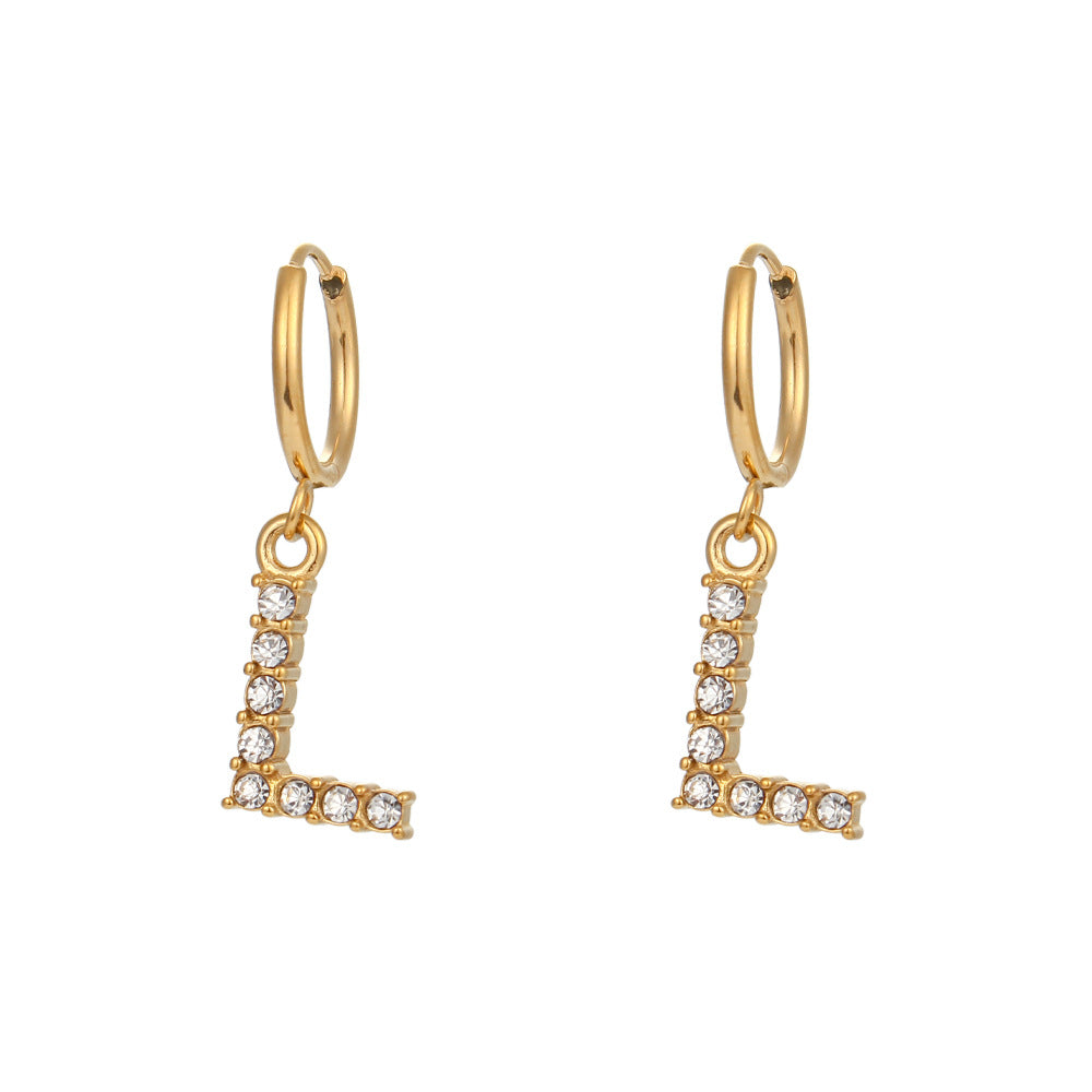 18K Gold Plated Zircon Letter Earrings for Women – Minimalist Initial Jewelry