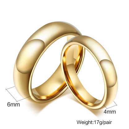 Glossy Tungsten Steel Circle Couple Rings – Matching Rings for Men & Women