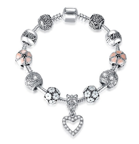 Unique 925 Sterling Silver Crystal Charm Bracelet for Women – DIY Bead-Friendly Jewelry Gift