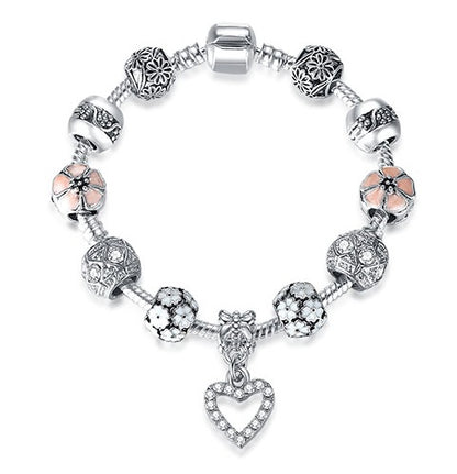 Unique 925 Sterling Silver Crystal Charm Bracelet for Women – DIY Bead-Friendly Jewelry Gift