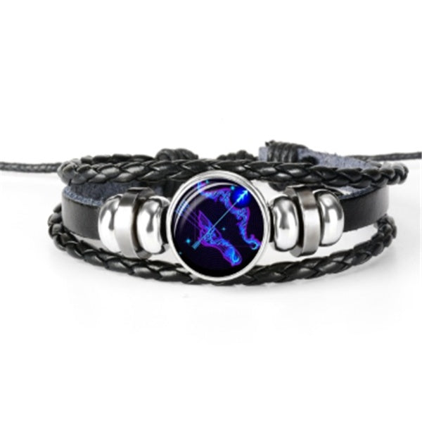 12 Zodiac Constellation Luminous Braided Bracelet – Unisex Jewelry for Men, Women & Kids