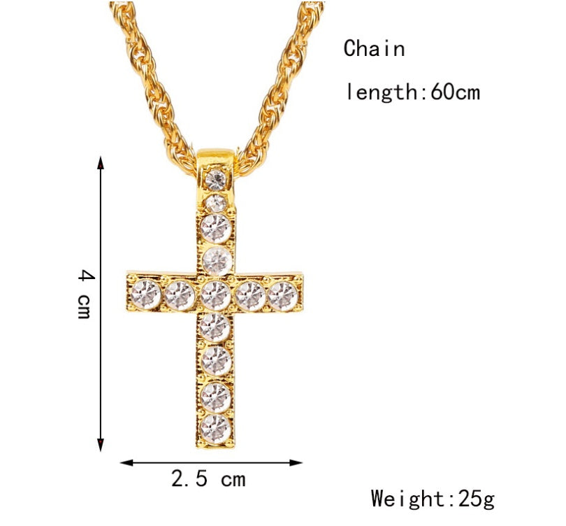 Unisex Cross Pendant Necklace – Hip Hop Rope Chain Jewelr