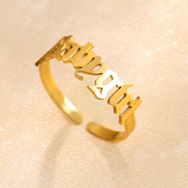 Gold Letter “Babygirl” Adjustable Stainless Steel Ring for Women