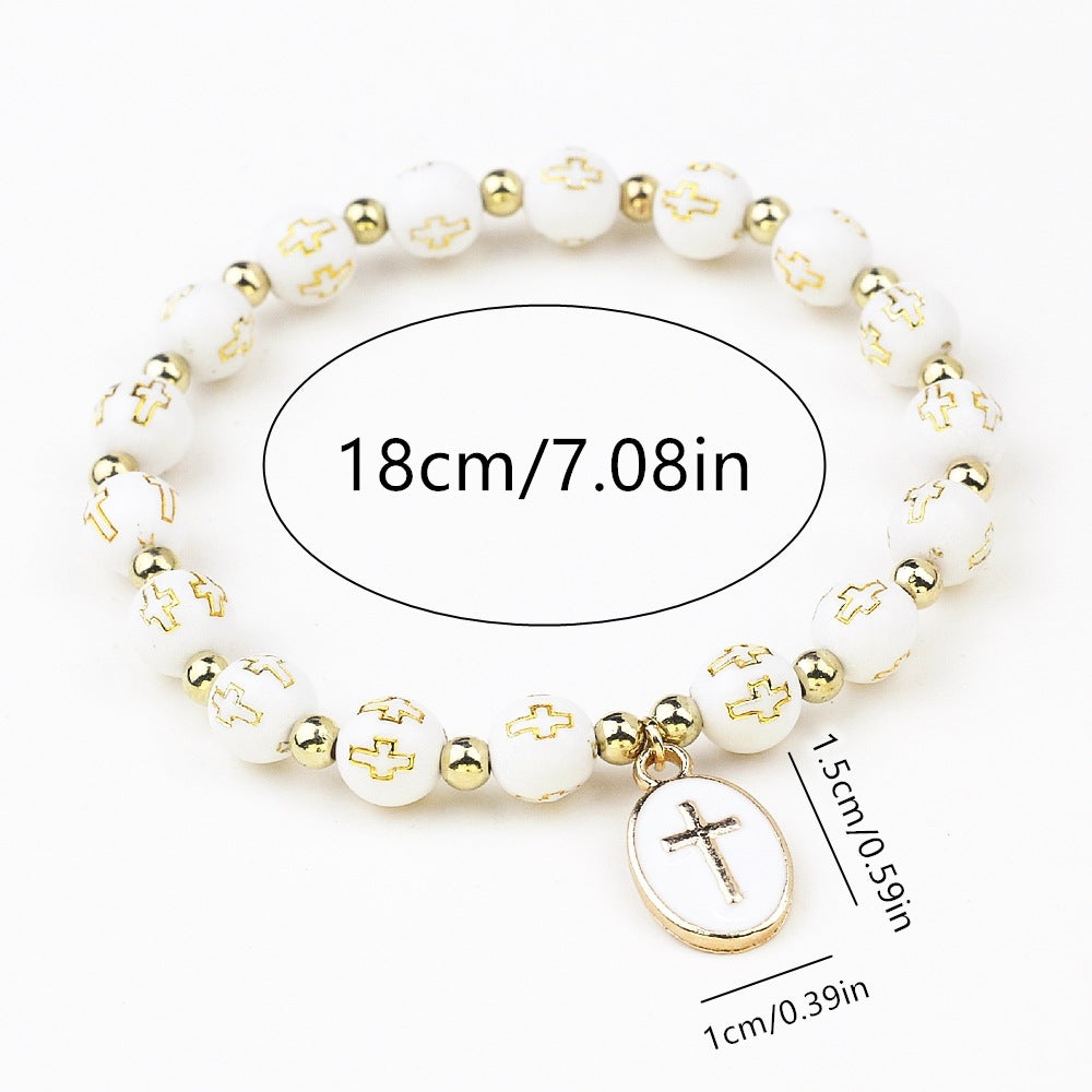 Oval Cross Pendant Bracelet for Women – Baptism & Prayer Jewelry