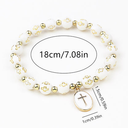 Oval Cross Pendant Bracelet for Women – Baptism & Prayer Jewelry
