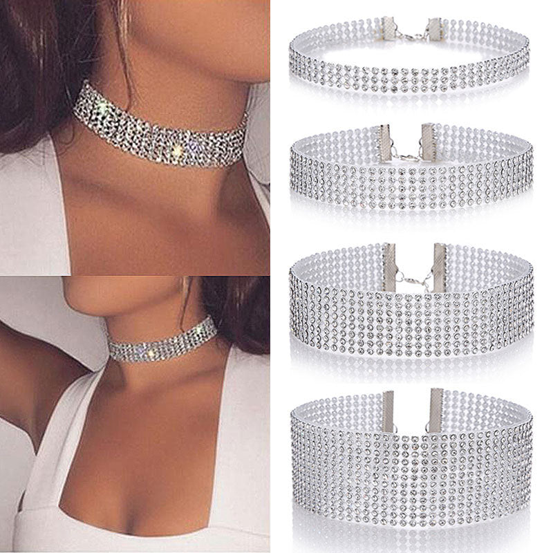 Full Crystal Rhinestone Choker Necklace for Women – Elegant Wedding Jewelry