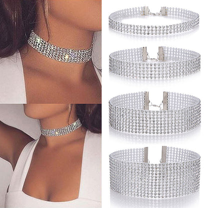 Full Crystal Rhinestone Choker Necklace for Women – Elegant Wedding Jewelry